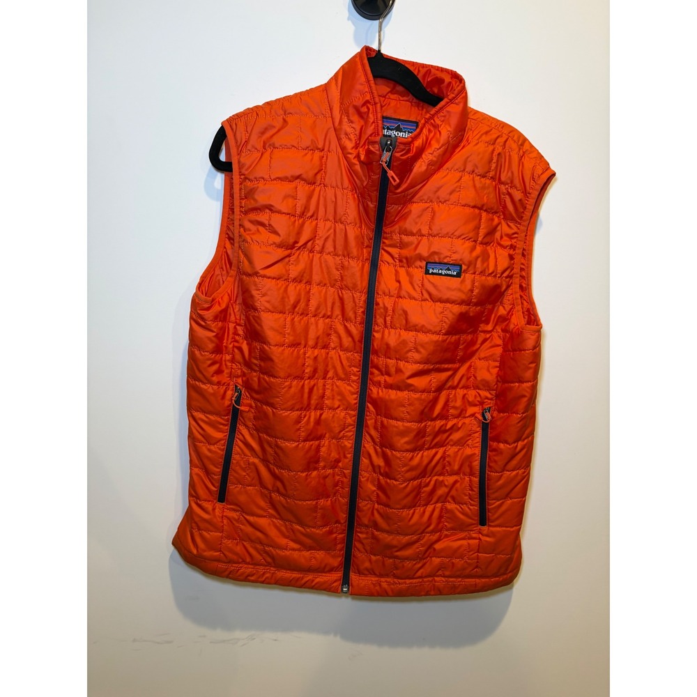 Patagonia Mens Nano Puff Vest Orange Quilted Insulated Full Zip Large 84242